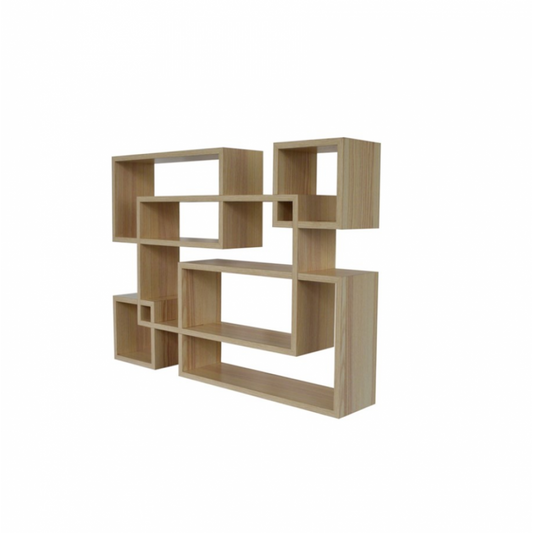 Geometric Wall Shelf in Light Wood