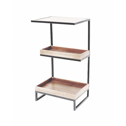 Three-Shelf Wood and Metal Shelf