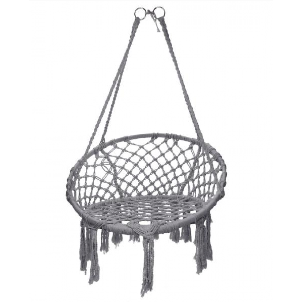 Bohemian Gray Macrame Hanging Chair