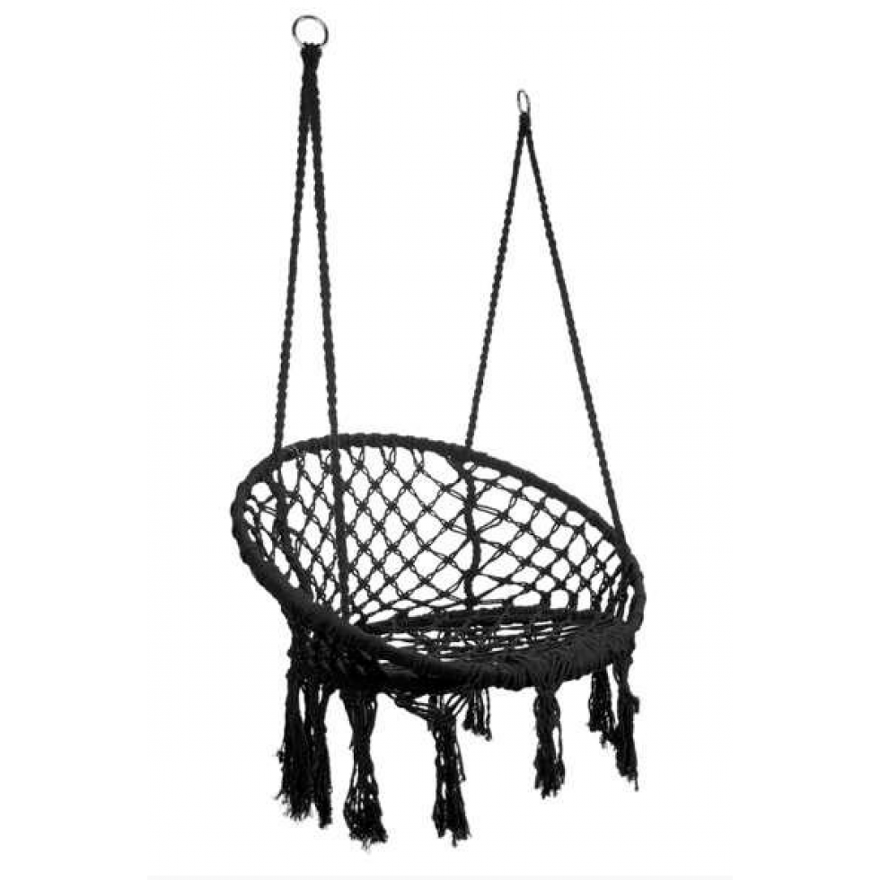 Black Bohemian Macrame Hanging Chair