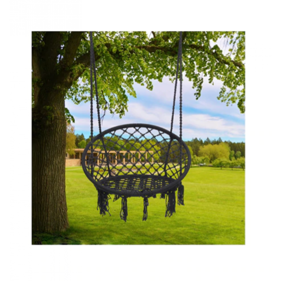 Black Bohemian Macrame Hanging Chair