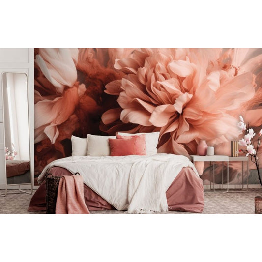 Giant Coral Peony Flower Mural – Floral Elegance