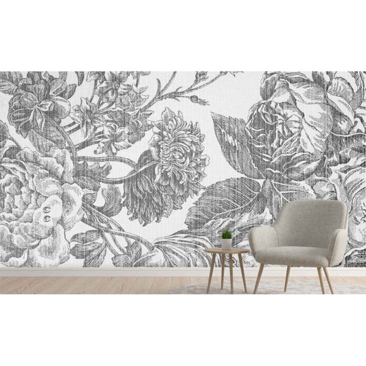 Vintage Floral Engraving Mural