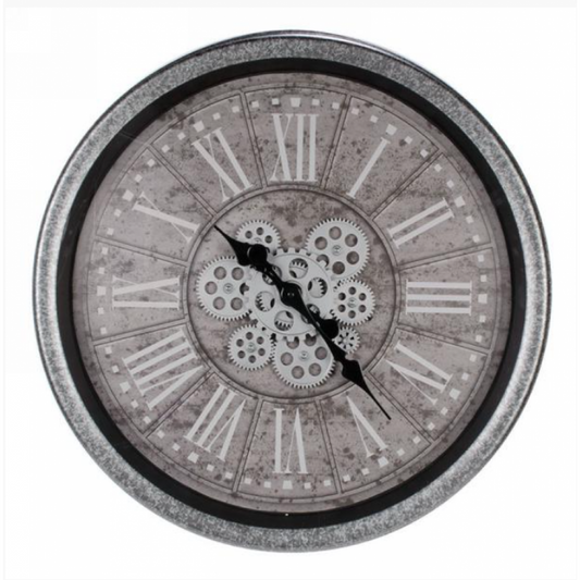 Horloge Murale Argent à Engrenage