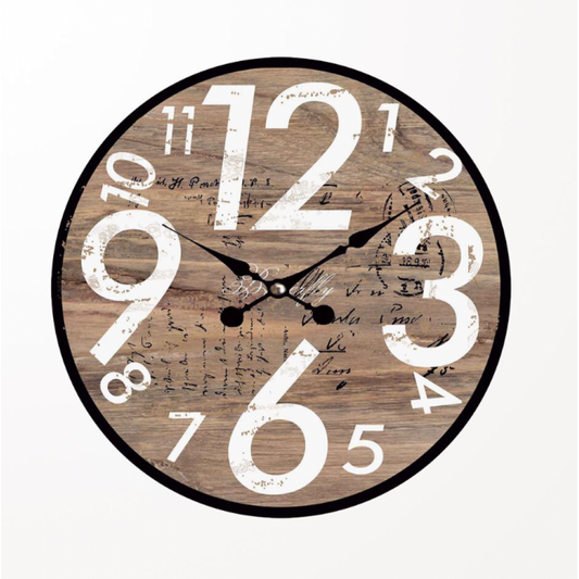 Horloge Murale Design Effet Bois et Chiffres XXL