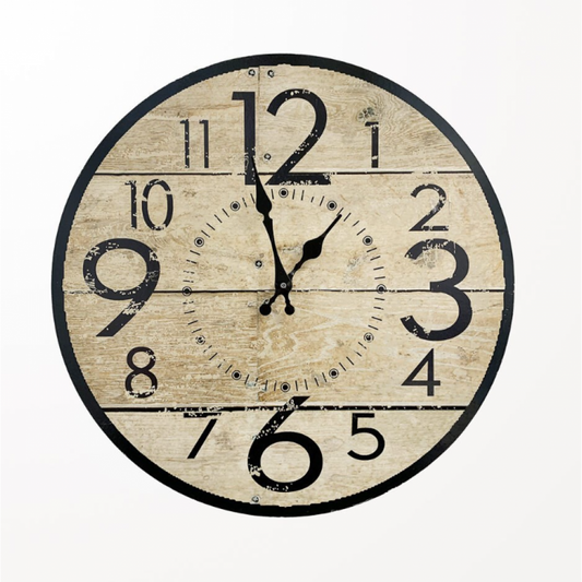 Horloge Murale Effet Bois Chiffres XXL Vintage