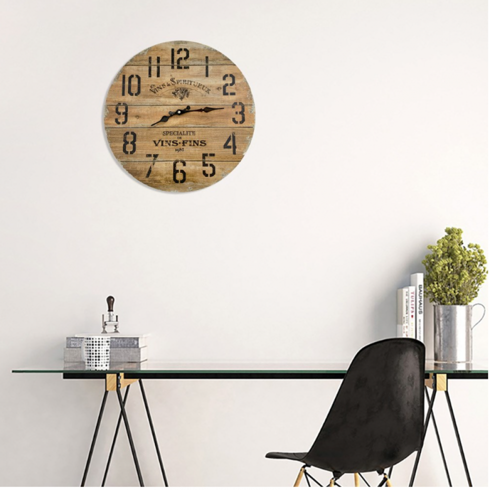 Horloge Murale Effet Bois Vins & Spiritueux 1982