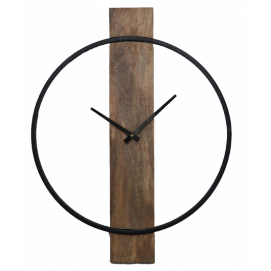 Horloge Murale Pearl en Bois et Métal Noir Minimaliste