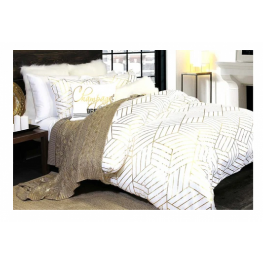 Glam Chic White &amp; Gold Duvet Cover