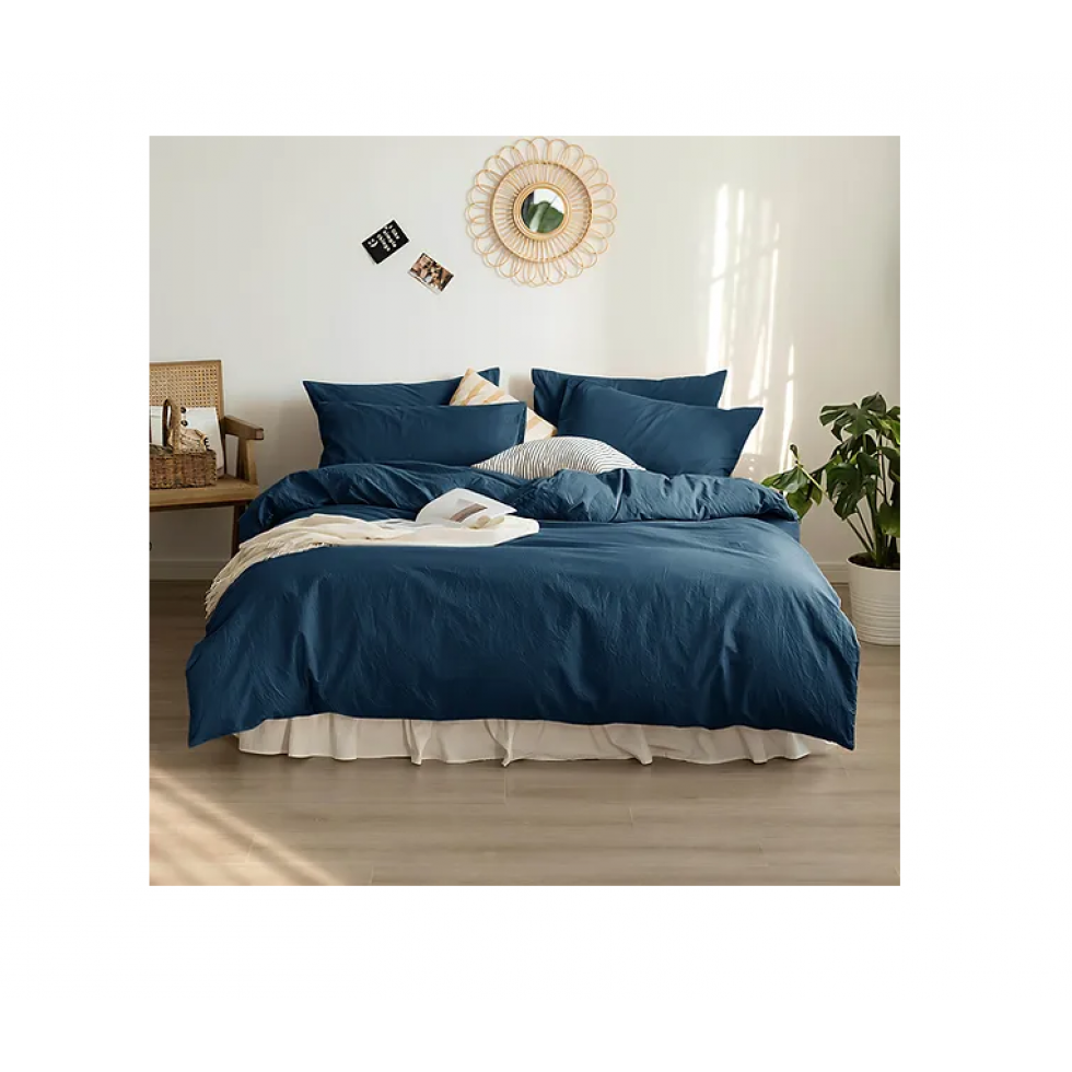 Housse de Couette Bleu Foncé Nature – Élégance Profonde