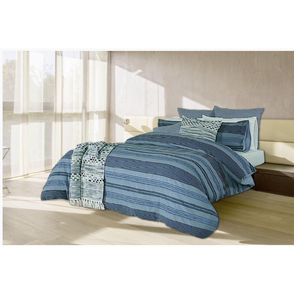 Hebden Blue Textured Duvet Cover