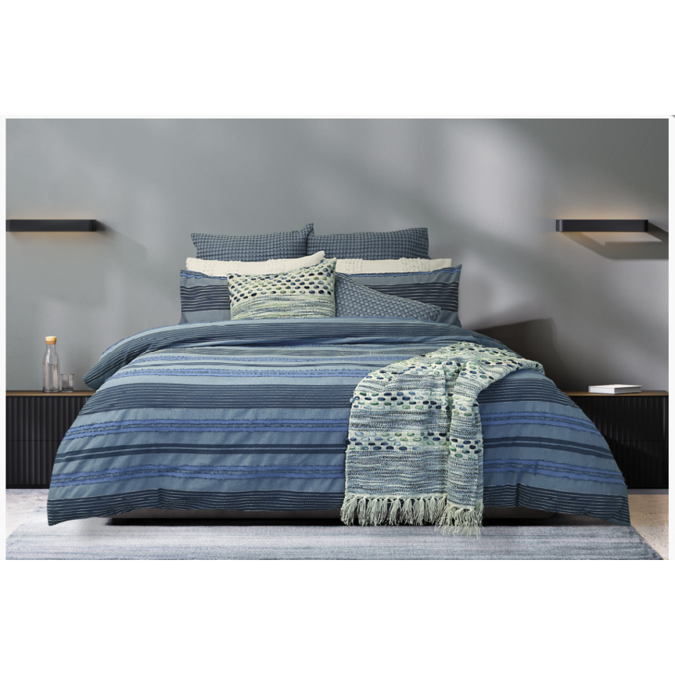 Hebden Blue Textured Duvet Cover