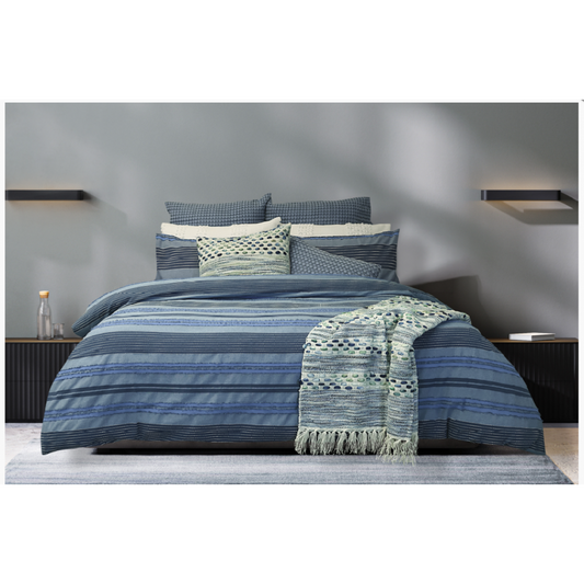 Hebden Blue Textured Duvet Cover