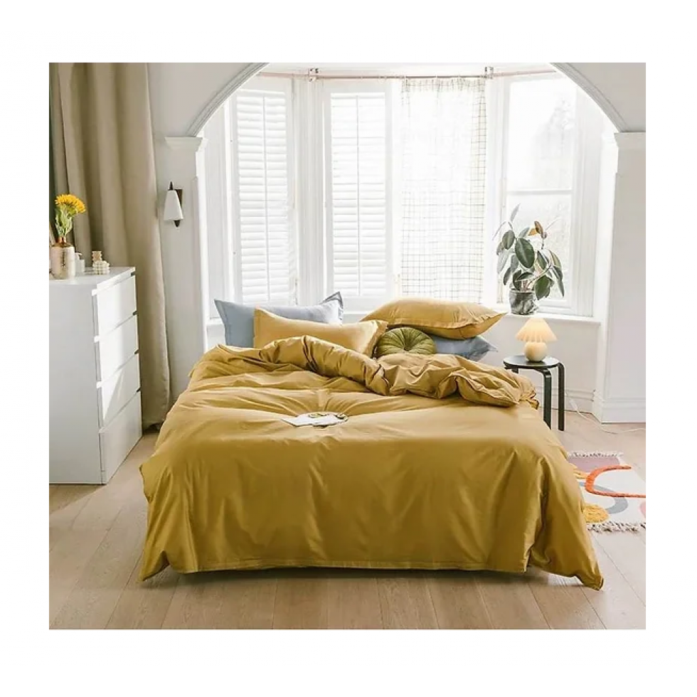 Housse de Couette Jaune Moutarde Nature