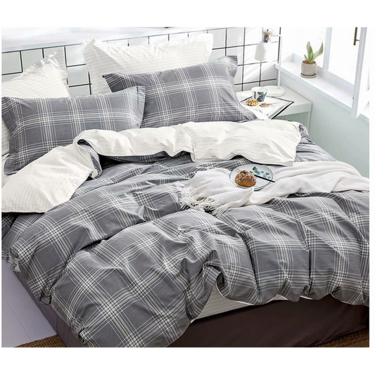 Mathis Grey Check Duvet Cover