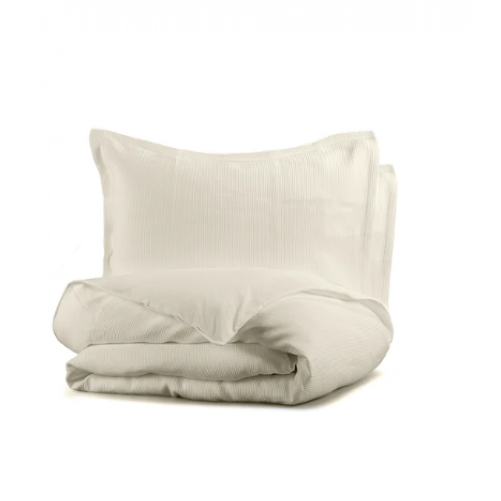 Sophia Oatmeal Ribbed Cotton Duvet Cover