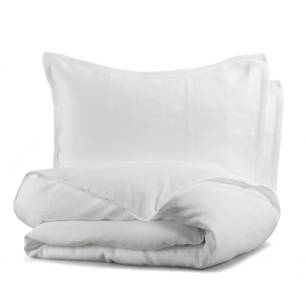 Sophia Snow Ribbed Cotton Duvet Cover