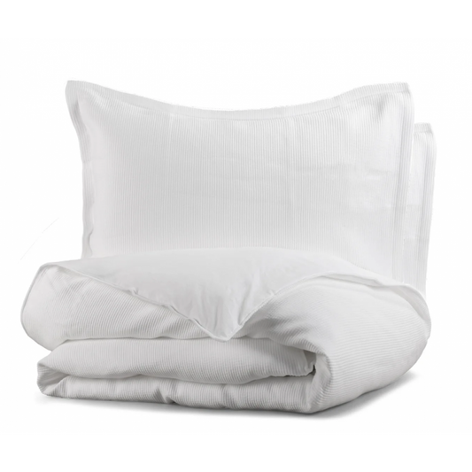 Sophia Snow Ribbed Cotton Duvet Cover