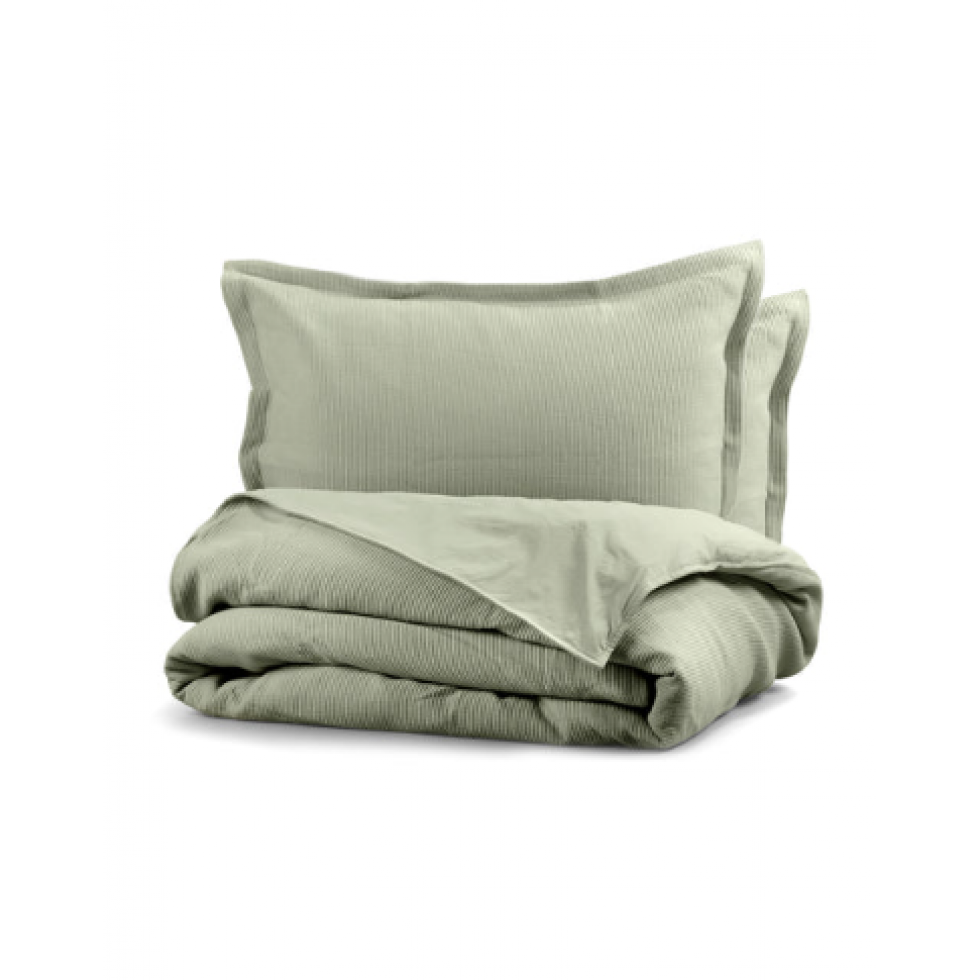 Sophia Sage Ribbed Cotton Duvet Cover
