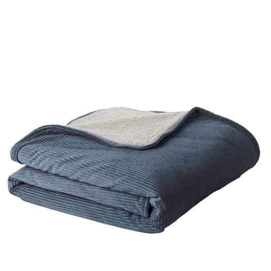 Jeté En Velours Côtelé Bleu Corduroy