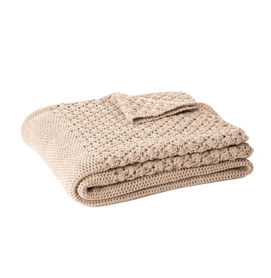 Jeté en chenille tressée taupe Basket