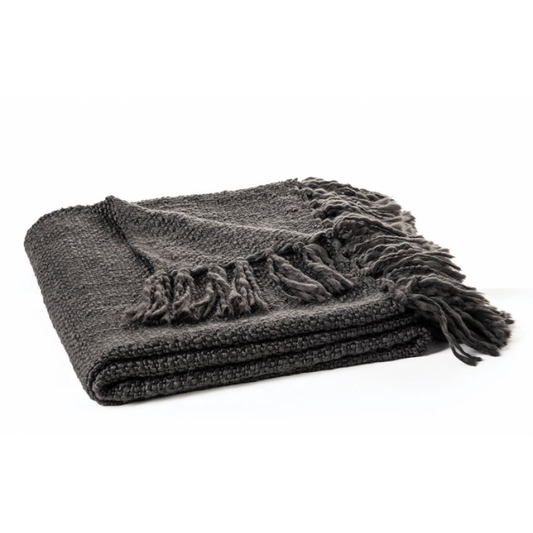 Jeté en Tricot Charbon – Douceur & Élégance