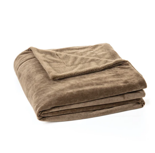 Jeté fausse fourrure taupe Polux