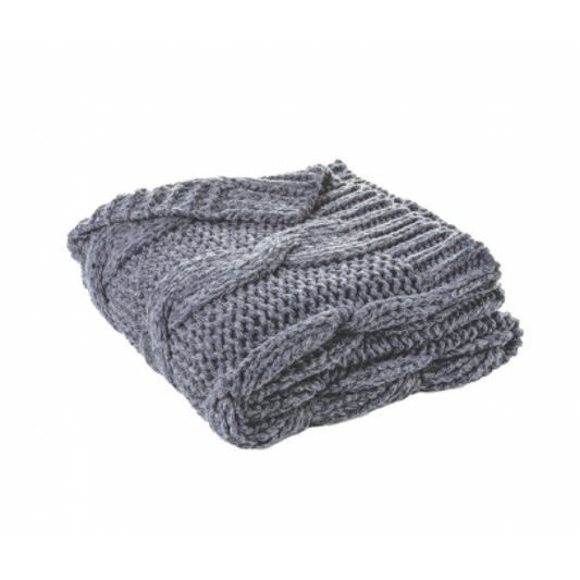 Navy Knit Throw – Cabled Softness and Nordic Comfort