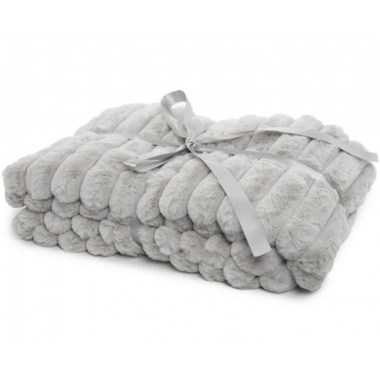 Raya Luxury Grey Faux Fur Throw