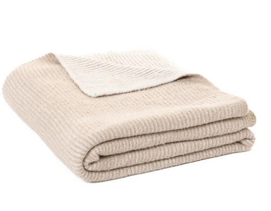 Jeté rayé crème et beige Softy