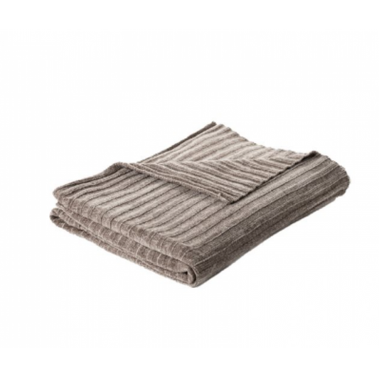 Jeté Taupe en Chenille Côtelée Ultra Doux