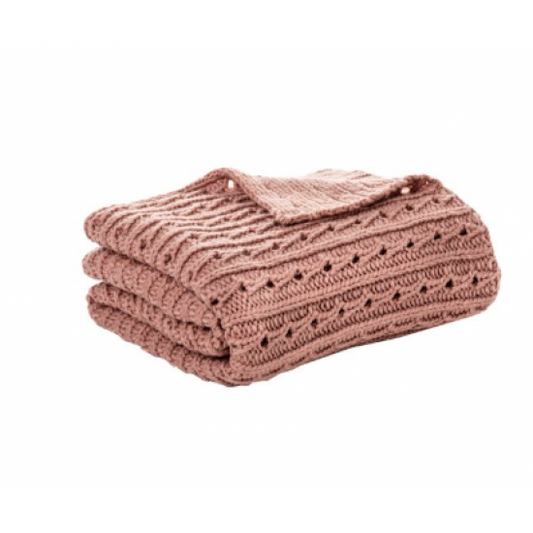 Jeté Tricot Rose Poudré – Confort et Élégance Douillette