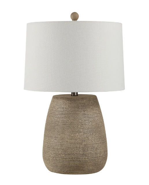 Lampe de table en fausse pierre nervurée