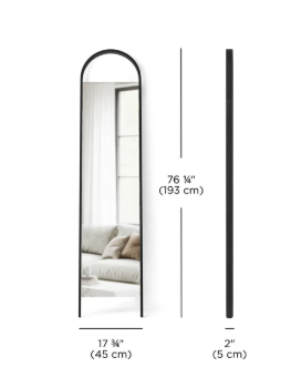 Miroir Incliné Noir Arqué