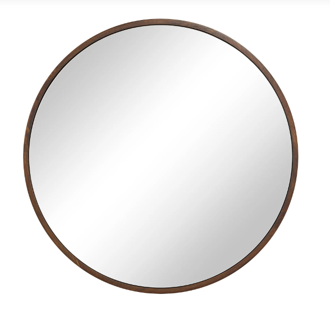 Miroir rond bois noyer 30 po