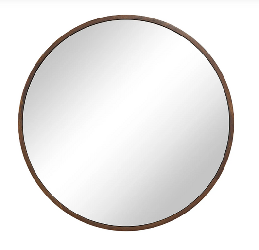 Miroir rond bois noyer 30 po