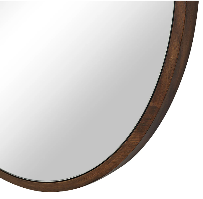 Miroir rond bois noyer 30 po