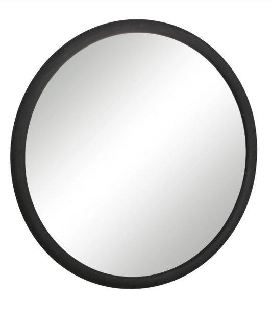 Miroir rond bois noir mat