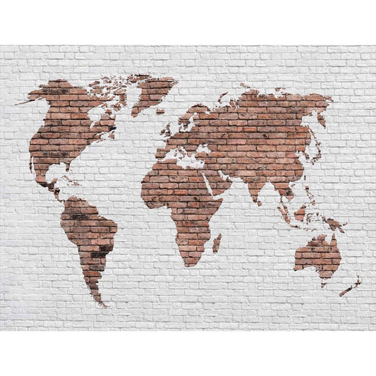 World Map Mural on a Brick Wall