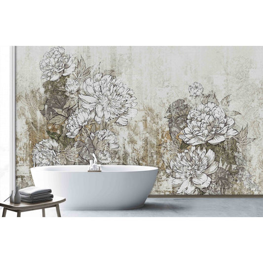 Vintage Flower Wall Canvas Texture