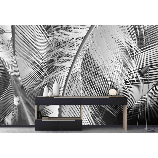 Black and White Feathers Mural