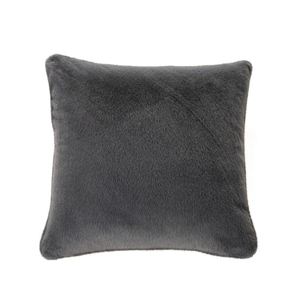 Oreiller européen fausse fourrure charcoal Polux