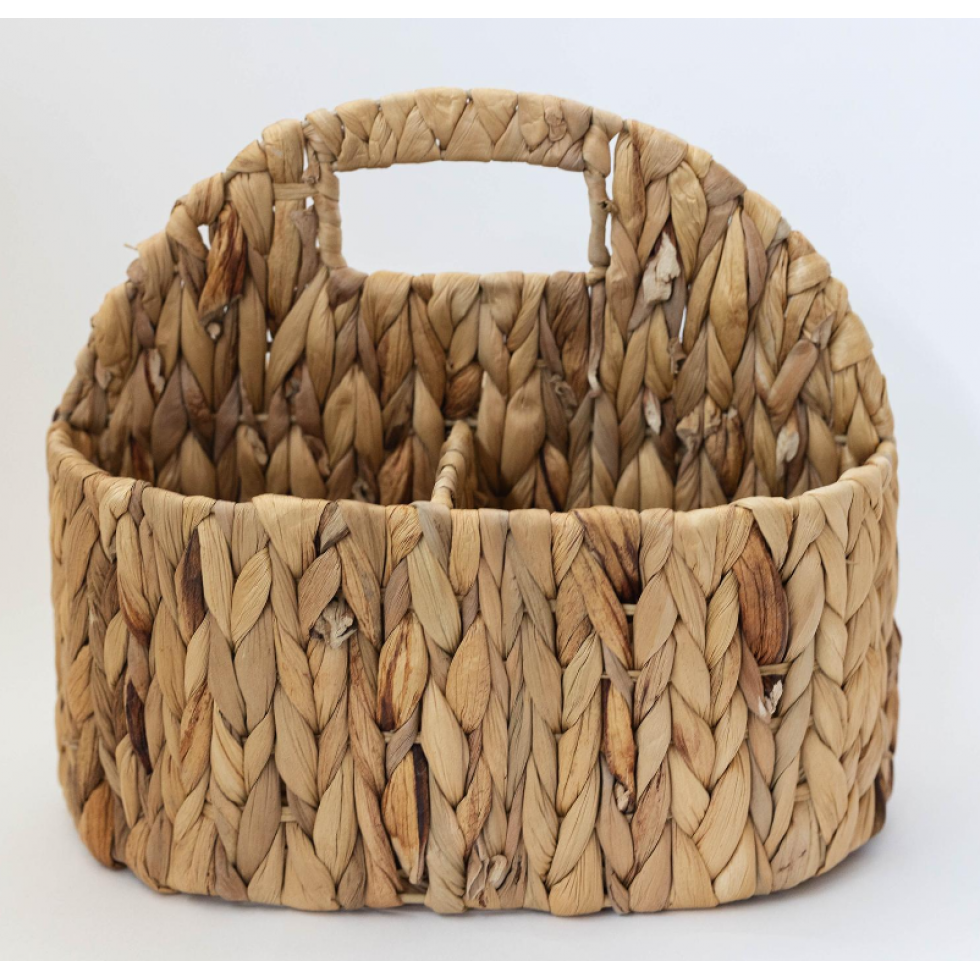 4-Compartment Woven Basket – Natural Water Hyacinth