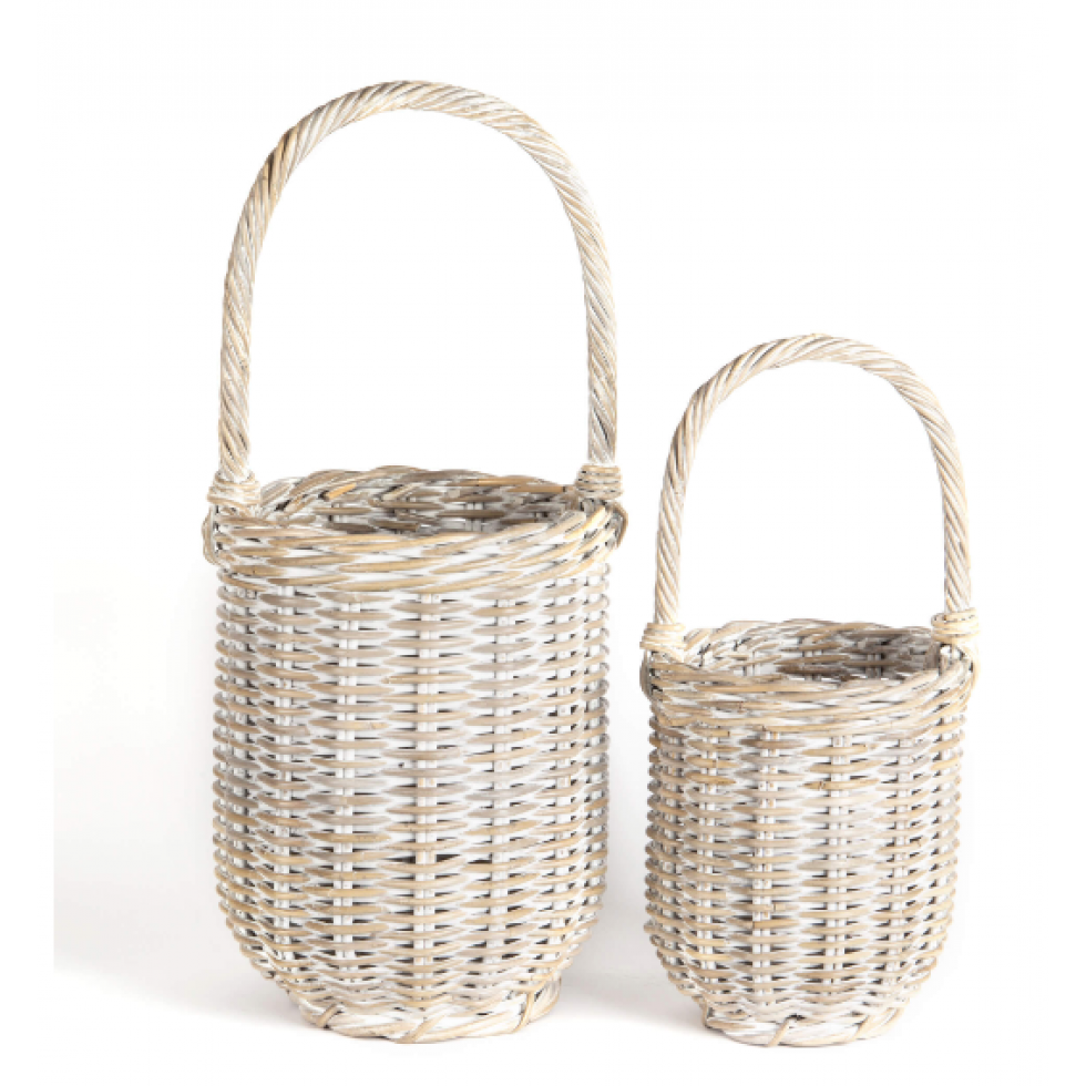 Round Decorative Wicker Baskets with Handle