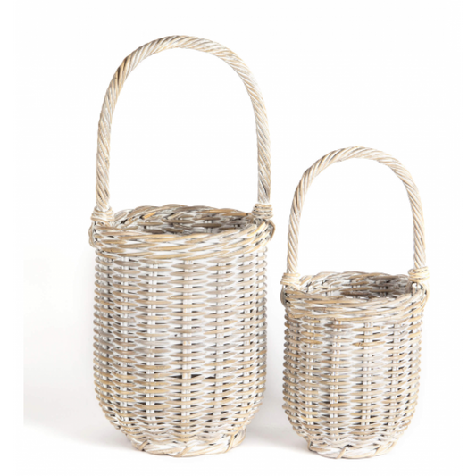 Paniers Décoratifs Ronds en Osier avec Poignée