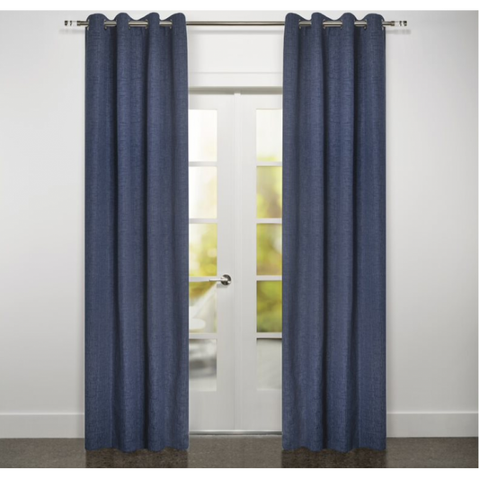 Blue textured eyelet curtain