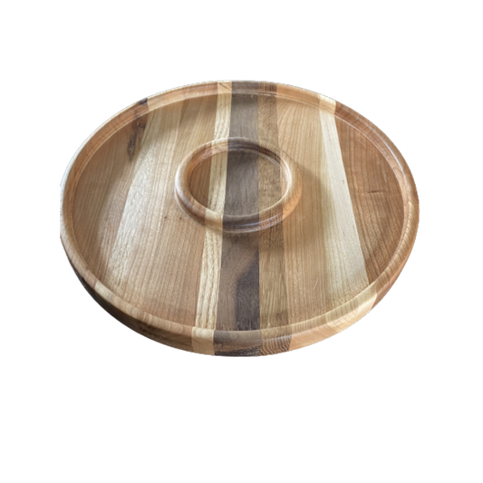 Solid wood rotating tray with bottle space