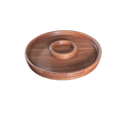 Cherry wood rotating tray with bottle center