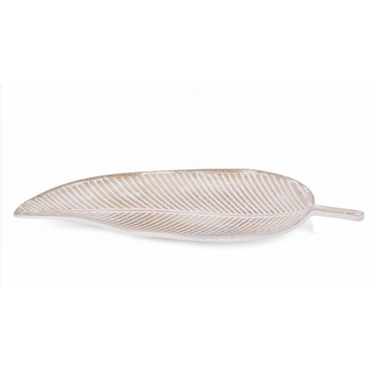 Plateau décoratif feuille blanchi