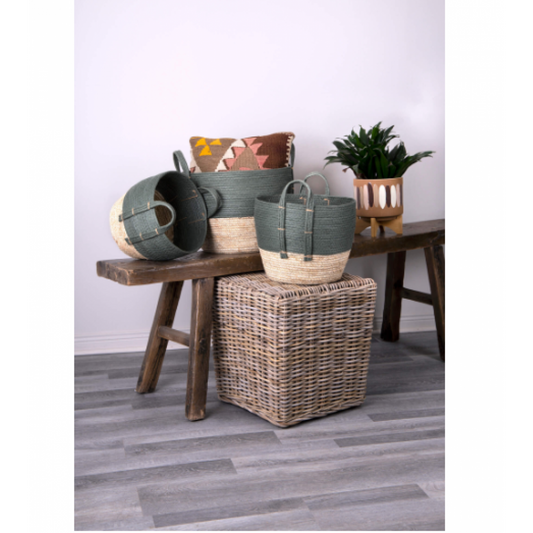 Pouf carré en rotin naturel tressé